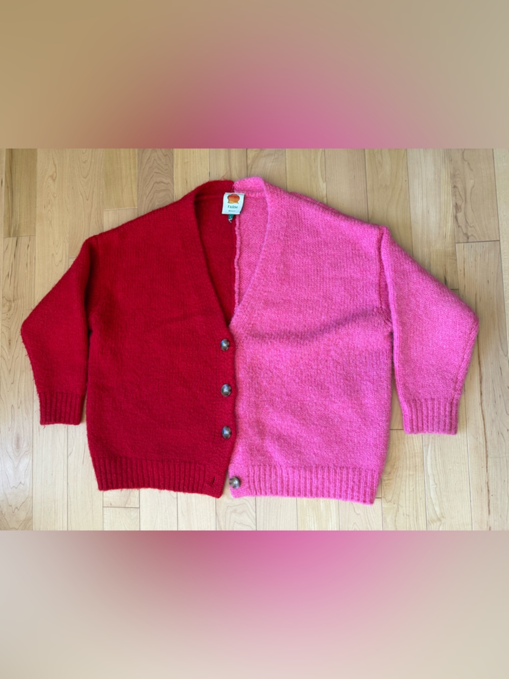 Farm Rio women's oversized color block cardigan sweater, size small